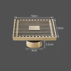 Floor Drain Solid Brass Block Hair Floor Register 1pc - Bathroom 10cm*10cm