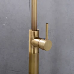 Floor Mount Standing Bathtub Faucet, 360° Swivel Freestanding Tub Filler Mixer Tap Brass Spout High Flow Shower Faucets