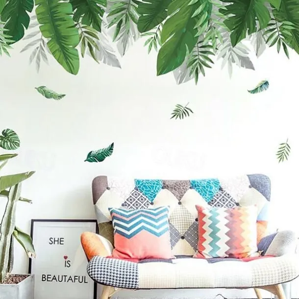 Floral & Plants Wall Stickers Bedroom, Pre-pasted PVC Home Decoration Wall Decal 60X90CM Wall Stickers for bedroom living room