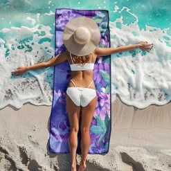 Floral Beach Towel,Beach Towels for Travel, Quick Dry Towel for Swimmers Sand Proof Beach Towels for Women Men Girls Kids, Cool Pool Towels Beach Accessories Absorbent Towel