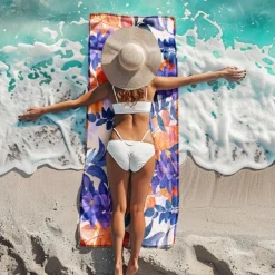 Floral Beach Towel,Beach Towels for Travel, Quick Dry Towel for Swimmers Sand Proof Beach Towels for Women Men Girls Kids, Cool Pool Towels Beach Accessories Absorbent Towel