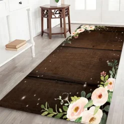 Floral Butterfly Board Pattern Flannel Floor Mat Fabric Printed Home Entrance Doormat Carpet Mattress Bathroom Mat