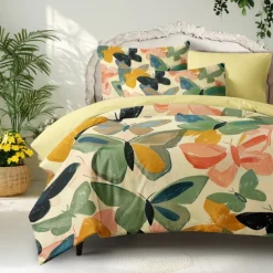 Floral Butterfly Series Duvet Cover 3-Piece Set 100% Cotton or Polyester Super Soft Skin Friendly Long Lasting