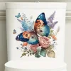 Floral Butterfly Toilet Seat Decal, Waterproof Self-adhesive Bathroom Decoration Decal, Bathroom Decoration Sticker, Home Decor