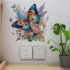 Floral Butterfly Toilet Seat Decal, Waterproof Self-adhesive Bathroom Decoration Decal, Bathroom Decoration Sticker, Home Decor