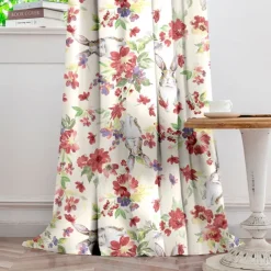 Floral Curtains for Bedroom Kids Room Rod Pocket Curtains for Boys Girls Window Treatment 1 Panel Drapes for Nursery, Soft Thick