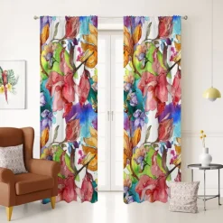 Floral Curtains for Bedroom Kids Room Rod Pocket Curtains for Boys Girls Window Treatment 1 Panel Drapes for Nursery, Soft Thick