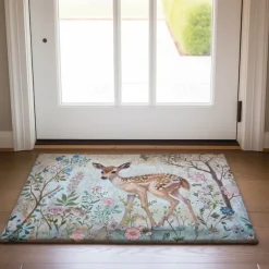 Floral Deer Doormat Kitchen Mat Floor Mat Non-Slip Area Rug Oil Proof Rug Indoor Outdoor Mat Bedroom Decor Bathroom Mat Entrance Rug