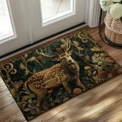 Floral Deer Doormat Kitchen Mat Floor Mat Non-Slip Area Rug Oil Proof Rug Indoor Outdoor Mat Bedroom Decor Bathroom Mat Entrance Rug
