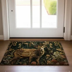 Floral Deer Doormat Kitchen Mat Floor Mat Non-Slip Area Rug Oil Proof Rug Indoor Outdoor Mat Bedroom Decor Bathroom Mat Entrance Rug