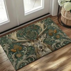 Floral Deer Doormat Kitchen Mat Floor Mat Non-Slip Area Rug Oil Proof Rug Indoor Outdoor Mat Bedroom Decor Bathroom Mat Entrance Rug