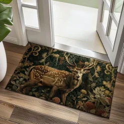 Floral Deer Doormat Kitchen Mat Floor Mat Non-Slip Area Rug Oil Proof Rug Indoor Outdoor Mat Bedroom Decor Bathroom Mat Entrance Rug