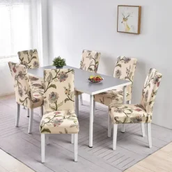 Floral Dining Chair Cover Super Fit Stretch Removable Washable High Back Dining Chair Cover Seat Slipcover for Hotel Dining Room Ceremony Banquet Wedding Party