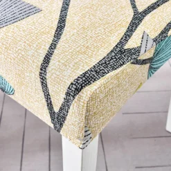 Floral Dining Chair Cover Super Fit Stretch Removable Washable High Back Dining Chair Cover Seat Slipcover for Hotel Dining Room Ceremony Banquet Wedding Party