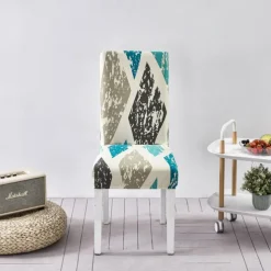 Floral Dining Chair Cover Super Fit Stretch Removable Washable High Back Dining Chair Cover Seat Slipcover for Hotel Dining Room Ceremony Banquet Wedding Party