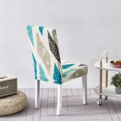 Floral Dining Chair Cover Super Fit Stretch Removable Washable High Back Dining Chair Cover Seat Slipcover for Hotel Dining Room Ceremony Banquet Wedding Party