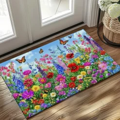 Floral Doormat Kitchen Mat Floor Mat Non-Slip Area Rug Oil Proof Rug Indoor Outdoor Mat Bedroom Decor Bathroom Mat Entrance Rug Spring Summer