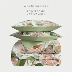 Floral Duvet Cover Full Size Bedding Set Bed Sets Quilt Cover Soft Lightweight Comforter Cover with 2 Pillowcases for Summer Spring