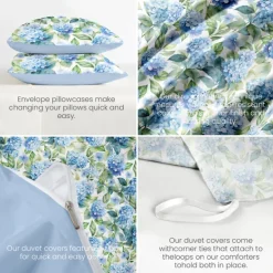 Floral Duvet Cover Full Size Bedding Set Bed Sets Quilt Cover Soft Lightweight Comforter Cover with 2 Pillowcases for Summer Spring