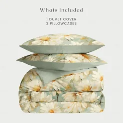 Floral Duvet Cover Full Size Bedding Set Bed Sets Quilt Cover Soft Lightweight Comforter Cover with 2 Pillowcases for Summer Spring
