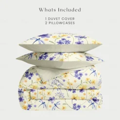 Floral Duvet Cover Full Size Bedding Set Bed Sets Quilt Cover Soft Lightweight Comforter Cover with 2 Pillowcases for Summer Spring