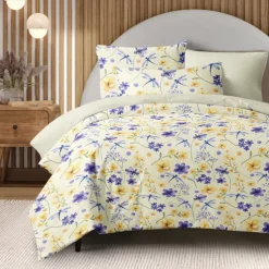 Floral Duvet Cover Full Size Bedding Set Bed Sets Quilt Cover Soft Lightweight Comforter Cover with 2 Pillowcases for Summer Spring