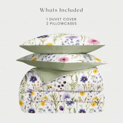 Floral Duvet Cover Full Size Bedding Set Bed Sets Quilt Cover Soft Lightweight Comforter Cover with 2 Pillowcases for Summer Spring