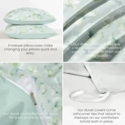 Floral Duvet Cover Full Size Bedding Set Bed Sets Quilt Cover Soft Lightweight Comforter Cover with 2 Pillowcases for Summer Spring