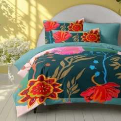 Floral Duvet Cover Full Size Bedding Set Bed Sets Quilt Cover Soft Lightweight Comforter Cover with 2 Pillowcases for Summer Spring