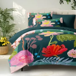 Floral Duvet Cover Full Size Bedding Set Bed Sets Quilt Cover Soft Lightweight Comforter Cover with 2 Pillowcases for Summer Spring