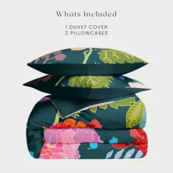 Floral Duvet Cover Full Size Bedding Set Bed Sets Quilt Cover Soft Lightweight Comforter Cover with 2 Pillowcases for Summer Spring