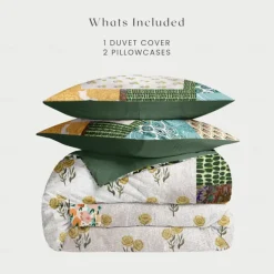 Floral Duvet Cover Set 100% Cotton Soft and Breathable Bedding Featuring Patchwork Flowers Lightweight and Durable Quilt Cover Comfortable for All Seasons Easy to Care
