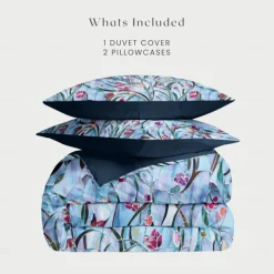 Floral Duvet Cover Set 100% Cotton Soft and Breathable Bedding Featuring Stained Glass Flowers Lightweight and Durable Quilt Cover Comfortable for All Seasons Easy to Care