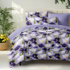 Floral Duvet Cover Set 100% Cotton Soft and Breathable Bedding Featuring Colorful Flowers Lightweight and Durable Quilt Cover Comfortable for All Seasons Easy to Care