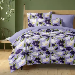 Floral Duvet Cover Set 100% Cotton Soft and Breathable Bedding Featuring Colorful Flowers Lightweight and Durable Quilt Cover Comfortable for All Seasons Easy to Care