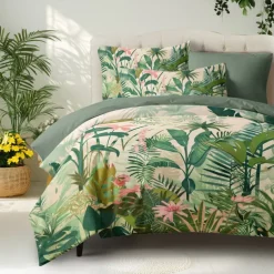 Floral Duvet Cover Set 100% Cotton Soft and Breathable Bedding Featuring Tropical Rainforest Lightweight and Durable Quilt Cover Comfortable for All Seasons Easy to Care
