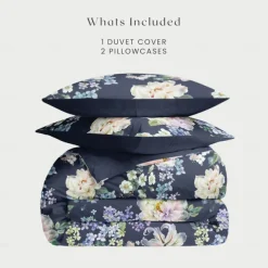 Floral Duvet Cover Set 100% Cotton Soft and Breathable Bedding Featuring Colorful Flowers Lightweight and Durable Quilt Cover Comfortable for All Seasons Easy to Care