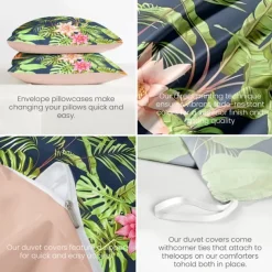 Floral Duvet Cover Set 100% Cotton Soft and Breathable Bedding Featuring Tropical Flowers Lightweight and Durable Quilt Cover Comfortable for All Seasons Easy to Care