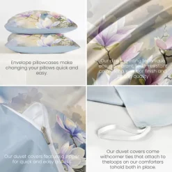 Floral Duvet Cover Set 100% Cotton Soft and Breathable Bedding Featuring Colorful Flowers Lightweight and Durable Quilt Cover Comfortable for All Seasons Easy to Care