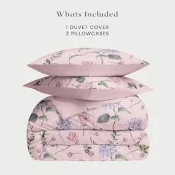Floral Duvet Cover Set 100% Cotton Soft and Breathable Bedding Featuring Colorful Flowers Lightweight and Durable Quilt Cover Comfortable for All Seasons Easy to Care