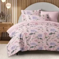 Floral Duvet Cover Set 100% Cotton Soft and Breathable Bedding Featuring Colorful Flowers Lightweight and Durable Quilt Cover Comfortable for All Seasons Easy to Care