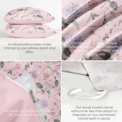 Floral Duvet Cover Set 100% Cotton Soft and Breathable Bedding Featuring Colorful Flowers Lightweight and Durable Quilt Cover Comfortable for All Seasons Easy to Care