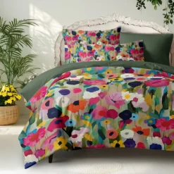 Floral Duvet Cover Set 100% Cotton Soft and Breathable Bedding Featuring Colorful Flowers Lightweight and Durable Quilt Cover Comfortable for All Seasons Easy to Care