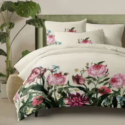 Floral Duvet Cover Set 100% Cotton Soft and Breathable Bedding Featuring Colorful Flowers Lightweight and Durable Quilt Cover Comfortable for All Seasons Easy to Care