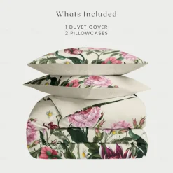 Floral Duvet Cover Set 100% Cotton Soft and Breathable Bedding Featuring Colorful Flowers Lightweight and Durable Quilt Cover Comfortable for All Seasons Easy to Care
