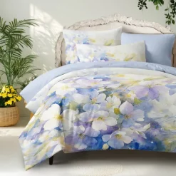 Floral Duvet Cover Set 100% Cotton Soft and Breathable Bedding Featuring Colorful Flowers Lightweight and Durable Quilt Cover Comfortable for All Seasons Easy to Care