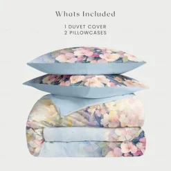 Floral Duvet Cover Set 100% Cotton Soft and Breathable Bedding Featuring Colorful Flowers Lightweight and Durable Quilt Cover Comfortable for All Seasons Easy to Care
