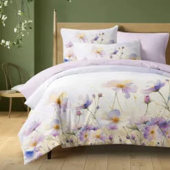 Floral Duvet Cover Set 100% Cotton Soft and Breathable Bedding Featuring Colorful Flowers Lightweight and Durable Quilt Cover Comfortable for All Seasons Easy to Care