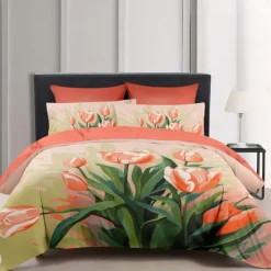 Floral Duvet Cover Set Comforter Set,printed Comforter Cover Cotton Bedding Sets With Envelope Pillowcase, Room Decor King Queen Duvet Cover