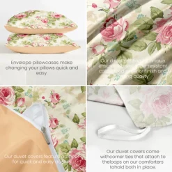 Floral Duvet Cover Set Cotton Tropical Plants Pattern Set Soft 3-Piece Luxury Bedding Set Home Decor Gift Twin Full King Queen Size Duvet Cover